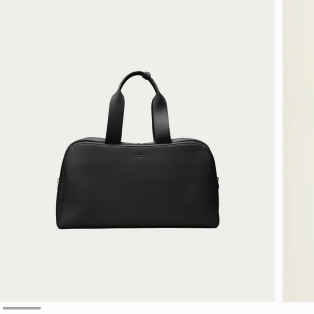Minimalist Black Leather Weekender Freja Bag with Gold Hardware (like new)